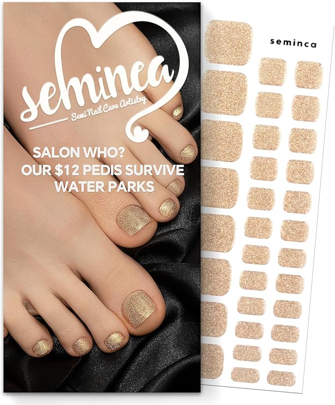 32Pcs Semi Cured Gel Toe Nail Strips (Shining Star.Pedicure), Pedicure Stickers for Toes