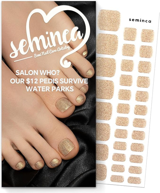 32Pcs Semi Cured Gel Toe Nail Strips (Shining Star.Pedicure), Pedicure Stickers for Toes