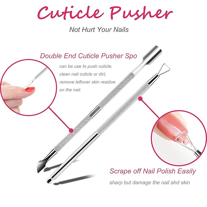 Gel Polish Remover Tools Kit - 10 Clips, 400 Lint-Free Wipes, Files 100/180, Buffer Block 400/4000, Brush, Cuticle Pusher & Peeler (Clear)