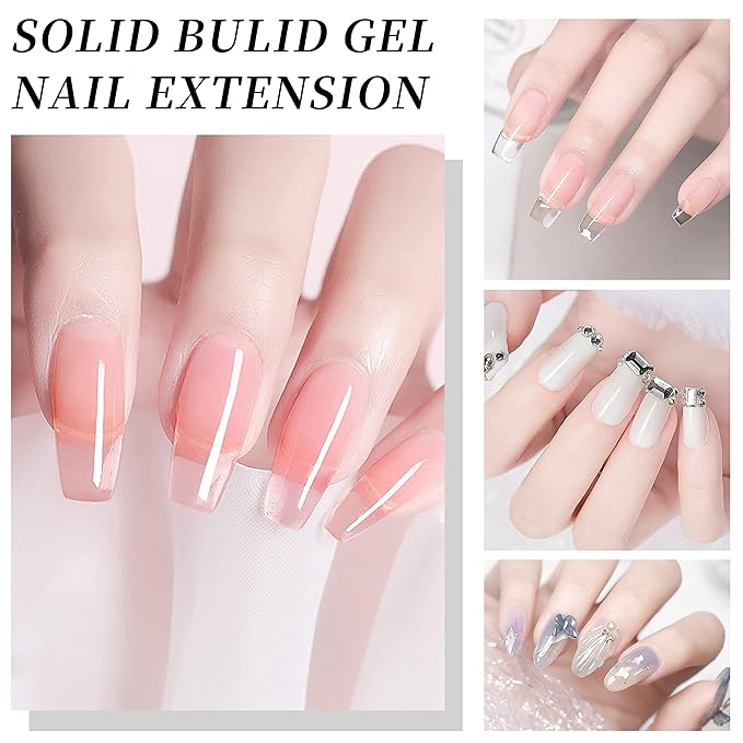 AIJIMEI 4in1 Nail Extension Builder GelNon-stick Hand Building Nail GelClear HardGel for Nails Extension Gel DIY Home GelManicure(Clear 15ml/0.5fl.oz)