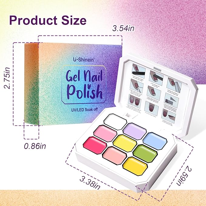 Gradient Painting Gel, 9 Bright Colors Ombre Gel Nail Polish Spring Summer Light Pink Blue for Pigment Pat Nails Aura Nails, French Manicure DIY Nail Art Long Lasting Palette Fairy Spring