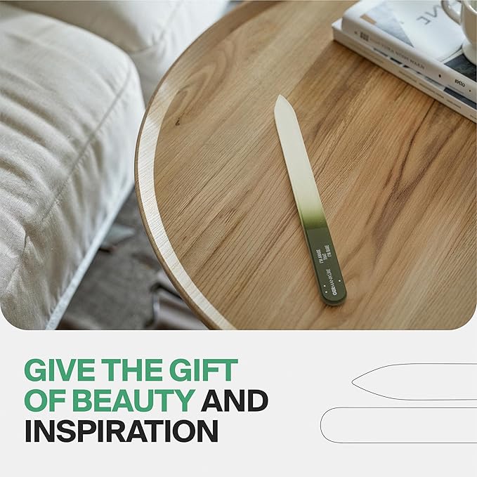 GERMANIKURE Glass Nail File in Suede Sleeve - You are So Loved - Professional Crystal Nail File for Natural Nails - Ideal Manicure & Pedicure Tool for Smooth, Easy Shaping - Nail Care Gift