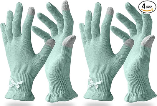 Evridwear Cotton Moisturizing Gloves Overnight Touchscreen for Dry Hands SPA Eczema Hand Care, Day and Night Moisturizing Sleeping Gloves (2 Pairs S/M, Feather Weight Mint Green)