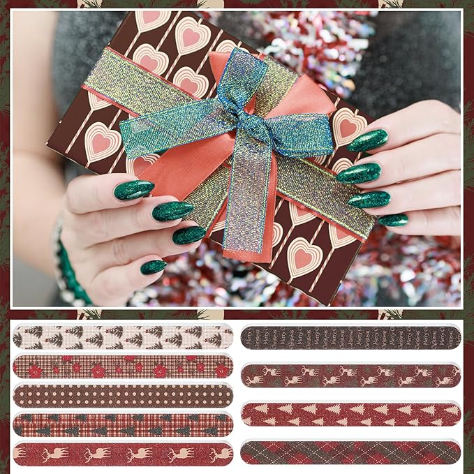 45 Pack Christmas Nail Files Gifts Bulk Holiday Emery Boards Double-Sided Christmas Party Nail Files Bulk Stocking Stuffers Christian Gifts for Women Customers Coworkers Staff(Vintage)