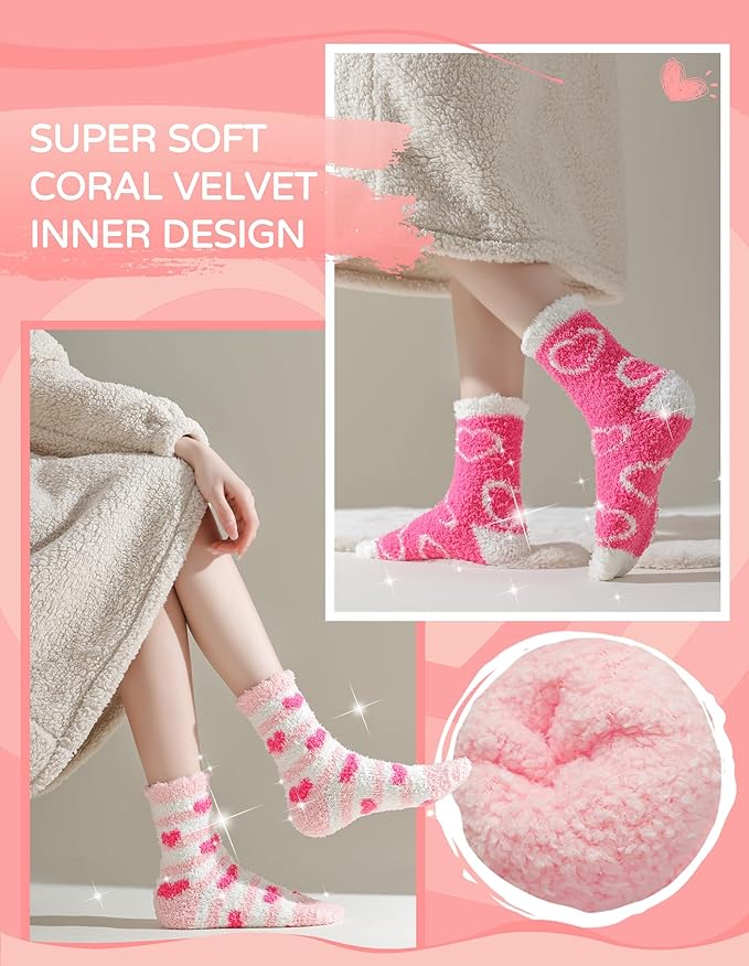 TEHOOK Warm & Cozy Gifts for Women, Stocking Stuufers, Fluffy Fuzzy Plush Sleeping Slipper Socks - Soft Warm Fabric