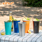 20 oz Stainless Steel Cups-Colorful Stackable Metal Drinking Glasses 4 Pcs | - Image 6