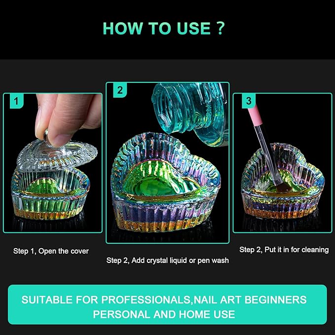 AORAEM 2PCS Nails Tips Art Dappen Dish with Lid Acrylic Liquid Powder Dappen Monomer Dish Glass Crystal Cup Glassware Tools for Professional Use and Home Use