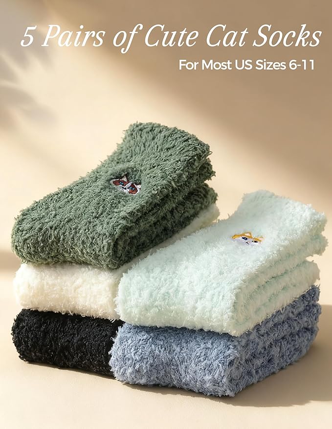 TEHOOK Warm & Cozy Gifts for Women, Stocking Stuufers, Fluffy Fuzzy Plush Sleeping Slipper Socks - Soft Warm Fabric