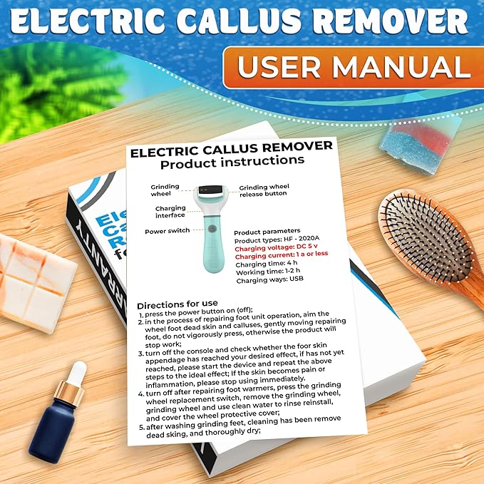 Rechargeable Electric Foot Callus Remover Tool – High-Speed 2800 RPM Electric Foot Sander Callus Remover with Replaceable Roller – Compact & Easy Maintenance, Up to 1-Hour Runtime for Smooth Feet