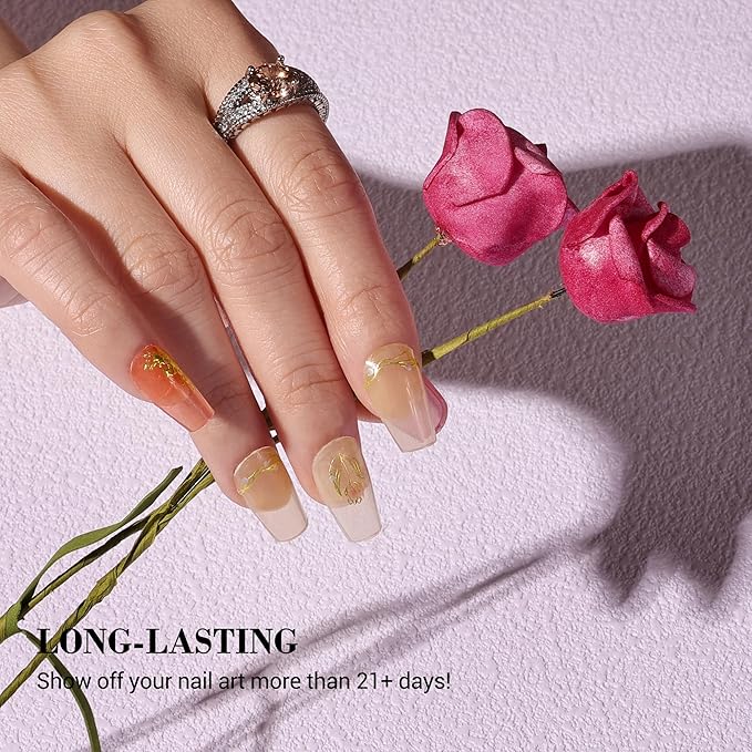 MelodySusie Semi Cured Gel Nail Strips, 20 PCS Gel Nail Stickers, Gel Nail Wraps, UV Light Required, Durable and Salon Quality (Tulips)