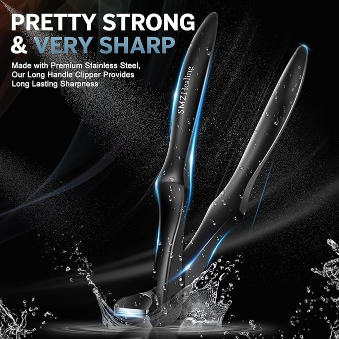 2025 Long Handle Toenail Clippers for Seniors, Angled Head Very Sharp Nail Clippers with Wide Opening for Men Wome, Toenail Clipper with Catcher for Thick Toenails and Fingernails