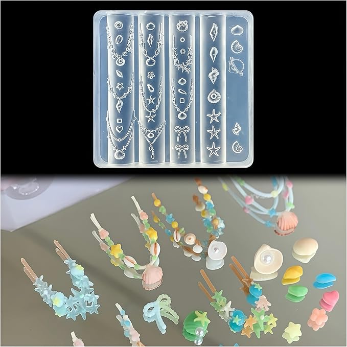 3D Shell Nail Art Molds Summer Beach Design, Silicone Nails Tool Y2k Decoration