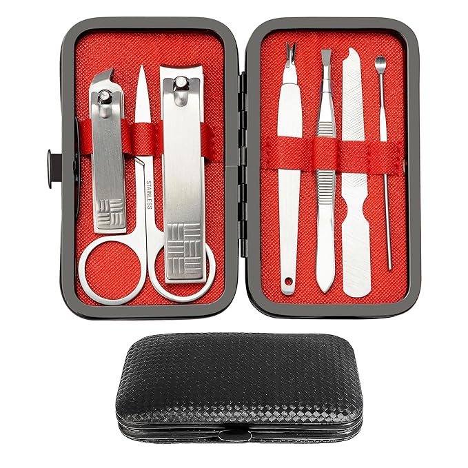 Christmas Gift for Dad Gifts Nail Clippers for Men Boyfriend Husband Nail Kit 7 in 1 Leather Case Travel Manicure Set Finger and Toe Nails Tool Gift for Father Grandpa Birthday Father Day for Him