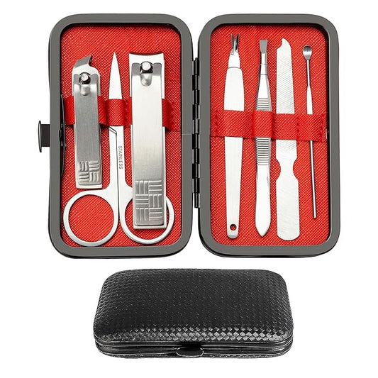 Christmas Gift for Dad Gifts Nail Clippers for Men Boyfriend Husband Nail Kit 7 in 1 Leather Case Travel Manicure Set Finger and Toe Nails Tool Gift for Father Grandpa Birthday Father Day for Him
