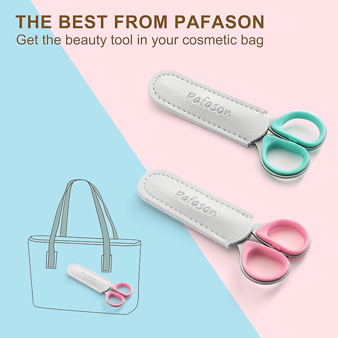 PAFASON Stainless Steel Curved and Straight Nail Cuticle Manicure Scissor Set Multi-Purpose Pedicure Beauty Grooming Tool for Nail, Dry Skin