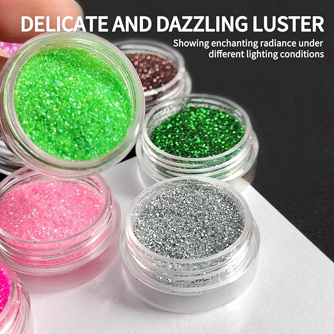 12Colour Nail Glitter for Dazzling Nail Art Professional Quality Glitter for Nail Designs Body Glitter Appropriate for DIY NailDecorations