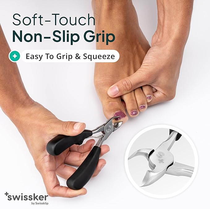 Swissklip Toenail Clippers I Heavy Duty Toe Nail Clippers I Toenail Clippers for Thick Nails I Toenail Scissors I Heavy Duty Nail Clippers for Thick Nails (Pack of 2)