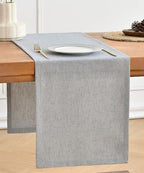Wracra Linen Table Runner, Burlap Sliver Grey Table Runners 60 Inches Long | by Wracra