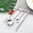 JASHII Flatware Serving Set 24 Piece, Stainless Steel Silverware Set, Modern - Image 2
