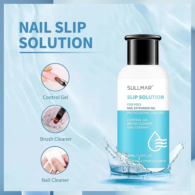 Nail Slip Solution 2.7 fl.oz for Poly Nail Gel Kit Professional Nail Extension for Nail Thickening Solutions