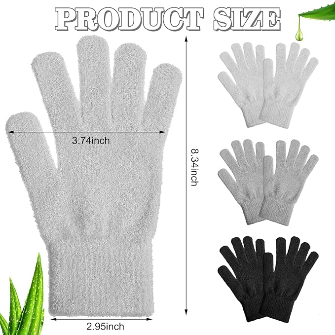 3 Pairs Moisturizing Aloe Gloves for Dry Hands Overnight Aloe Spa Infused Hydrating Cracked Hand Moisturizer Gloves for Women Men Chapped Skin(Vintage Color)