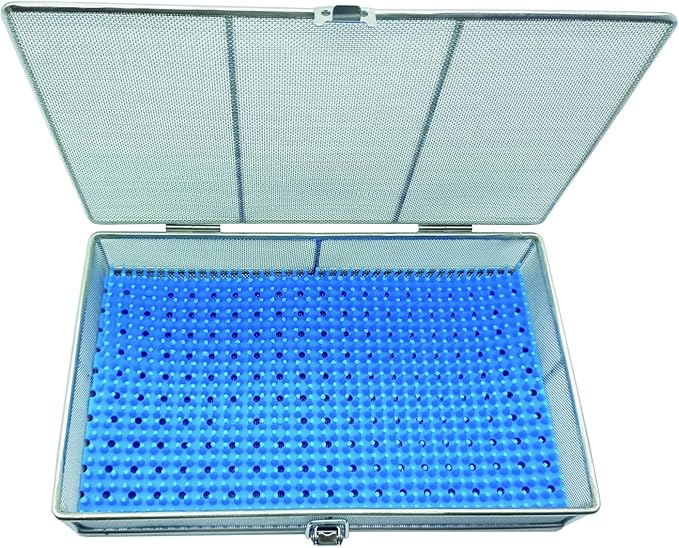 Sterilization Tray with Lid & Silicone Mat – 9.84"x5.9"x2" (25x15x5cm), 304 Stainless Steel Instrument Tray – Perforated Mesh Instrument Basket for Medical, Surgical, Dental Clinics, Hospitals & Labs