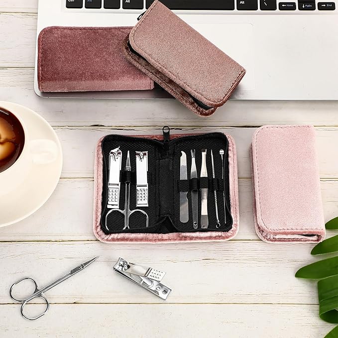 Coume 48 Set Christmas Men Gift Bulk Nail Care Kit Stainless Steel 8 in 1 Manicure and Pedicure Set with Travel Case Baby Shower Prizes for Employee Appreciation Teacher Staff Coworkers(Brown Series)