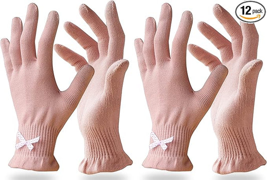 Evridwear Cotton Moisturizing Gloves Overnight Touchscreen for Dry Hands SPA Eczema Hand Care, Day and Night Moisturizing Sleeping Gloves (2 Pairs L/XL, Feather Weight Pink)