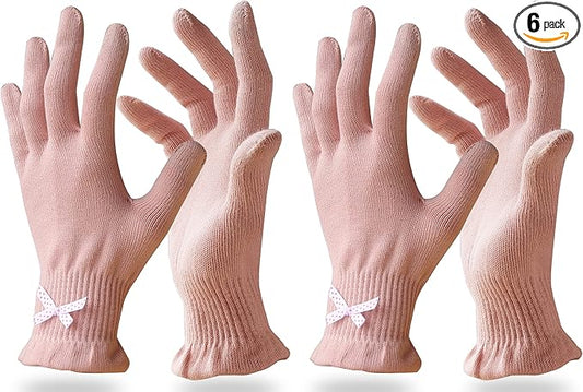 Evridwear Cotton Moisturizing Gloves Overnight Touchscreen for Dry Hands SPA Eczema Hand Care, Day and Night Moisturizing Sleeping Gloves (2 Pair S/M, Feather Weight Pink Color)