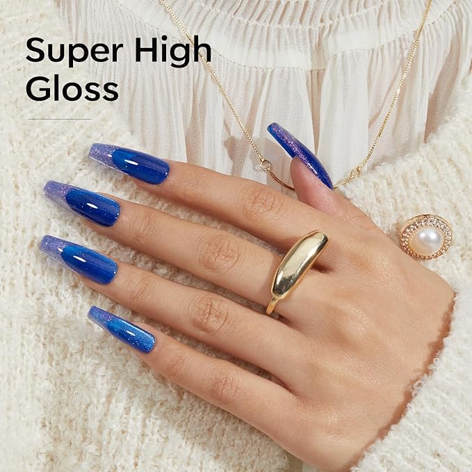 modelones Gel Nail Polish Set 2 PCS 15 ML Blue Cat Eye Gel Nail Polish Glitter Galaxy Dark Blue 9D With Magnet Light Shimmer Soak Off Led Nail Art DIY Salon For Women