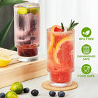 Qipecedm® 6 Pack Ribbed Drinking Glasses, 16 oz Vintage Glass Cups, Highball - Image 4
