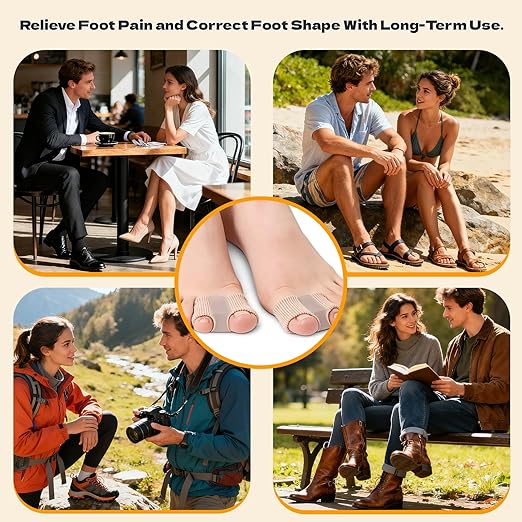 4 PCS Gel Bunion Toe Separators with 2 Loops for Overlapping Toes Gel Toe Spacers Bunion Corrector for Feet, Hammer Toe Straightene for Women Men