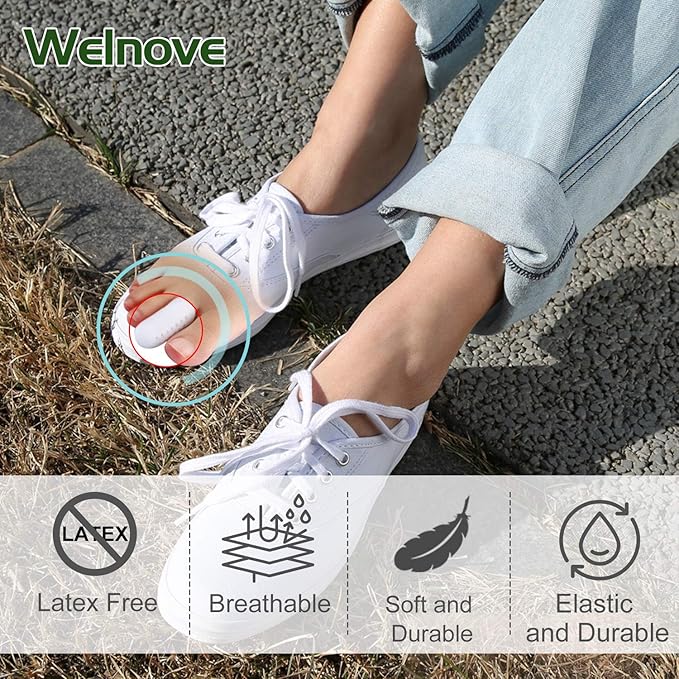 Welnove Pack of 12 Toe Protector, Pinky Toe Caps, Gel Toe Sleeves with Breathable Hole, Pain Relief for Corns, Blisters and Ingrown Toenails (Shoe Sizes: Women: 6-11 / Men: 6-10)