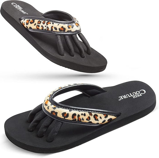 Pedi Couture Pedicure Sandals with Built In Toe Separators for Women - Comfortable Spa Style Flip Flops for Home, Salon, Yoga & Gym Use