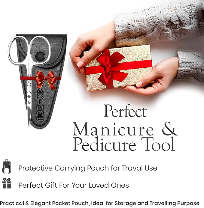 Curved Cuticle Scissors for Women & Men - German Quality Stainless Steel for Manicure Pedicure Beauty Grooming Kit for Nail, Eyebrow, Eyelash, Dry Skin