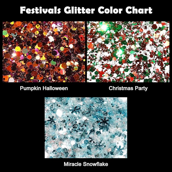 Renfio Xmas Chunky Glitter,Red White Green Mixed Color Glitter for Xmas,1.76oz/50g Mixed Size Iridescent Hexagon Sequin Sparkle for Snowglobe Tumbler,Resin,Craft,Nail,Face,Hair,Festival Decor,Ornament