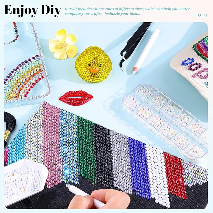 6100Pcs Jelly Resin Rhinestones for Crafting with 2Pcs 10ml B7000 Jewelry Glue, 1 Box Flatback Crystals Diamond (Transparent AB) for Bedazzling Crafts DIY Nail Art Non Hotfix Gems for Clothing Shoes