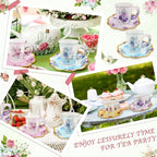 24 Sets Disposable Paper Tea Cups 7 OZ Floral Tea Party Cups | - Image 7