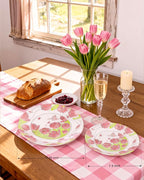 60 Pcs Disposable Plates, Pearl Trim | Elegant pink tulip & butterfly pattern - Image 3