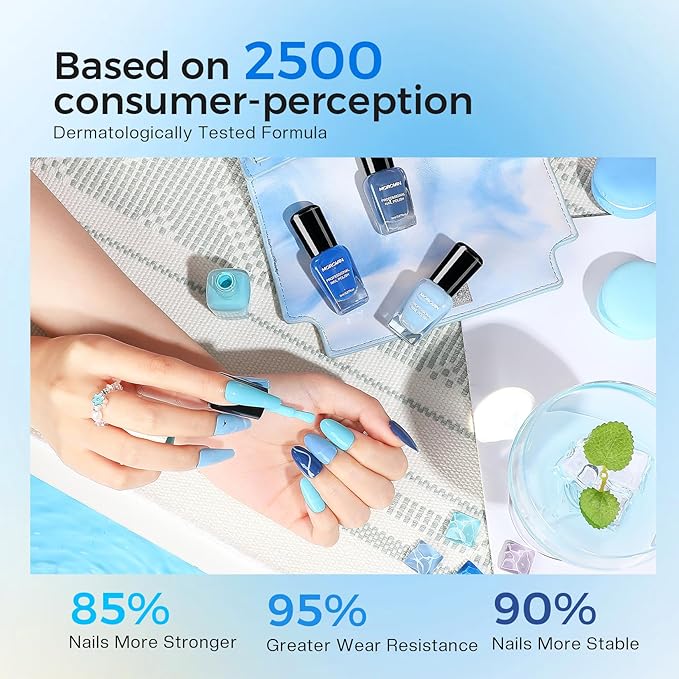 Morovan Blue Nail Polish Set: Light Navy Royal Blue Nail Polish Pack Quick Air Dry Baby Sky Cobalt Mini Toe Bulk DIY Art Salon Summer Gift for Women
