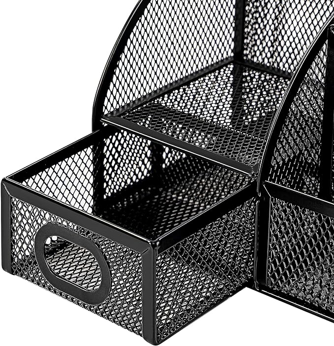 Amazon Basics Mesh Pen Holder and Desktop Desk Organizer, Office Caddy Storage - Image 4