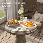 AMH 21-Inch Whitewashed Farmhouse Wooden Lazy Susan Organizer | Smooth rotating - Image 4