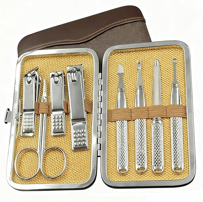 Manicure Set Men Personal Care Tools Accessories Finger and Toe Nail Clippers Kit Professional Manicure Pedicure Kit with Travel Case Nail Grooming Kit for Men Women