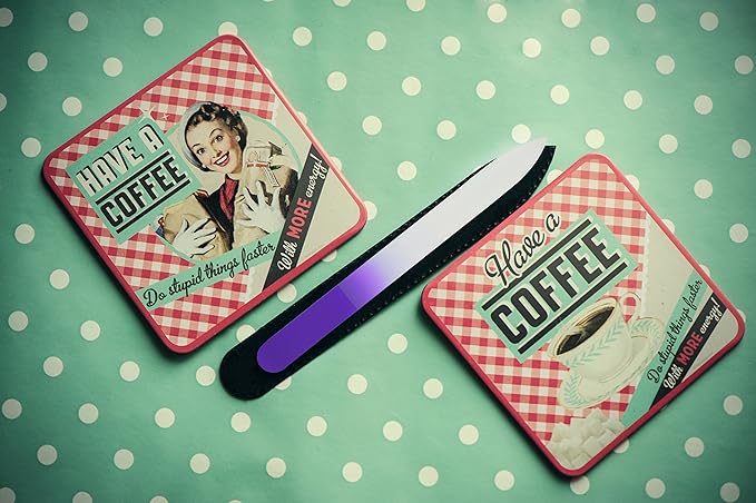 Color Crystal Nail File in Black Pouch - Czech Tempered Glass - Handmade in Czech Republic