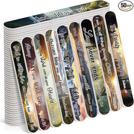 50 Pack Christian Gifts for Women Bulk Church Bible Verse Nail Files Scripture Emery Boards Christian Religious Gift Nail Files for Employee Appreciation Teacher Staff Coworkers Women