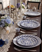 Blue Plastic Plates, Floral Disposable Plates, 10.25" dinner & 7.5" dessert - Image 8