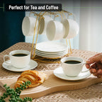 BTaT- Cappuccino Cups with Saucers 7 oz, Au Lait, Flat White, Dishwasher - Image 4