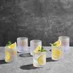 Hobnail Beaded Lowball Drinking Tumbler Glasses | Set of 6 | Iridescent Pearl - Image 7