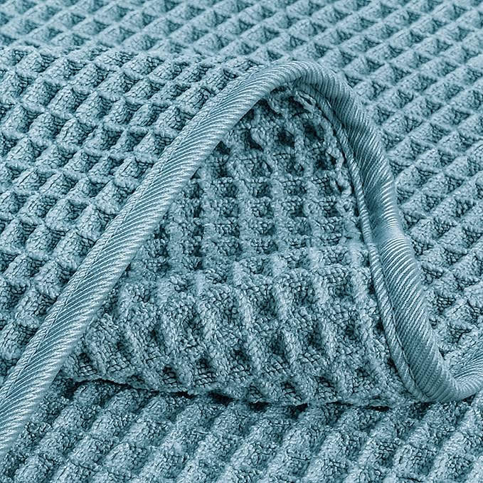 POLYTE Microfiber Lint Free Washcloth Face Towel, 13 x 13 in, 4 Pack (Waffle Weave)