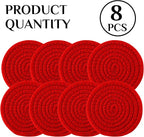 8PCS Cotton Round Woven Coasters Drink - Image 4